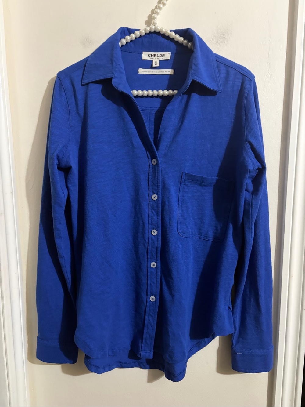 CHRLDR Women's Button-Down Shirt in Royal Blue